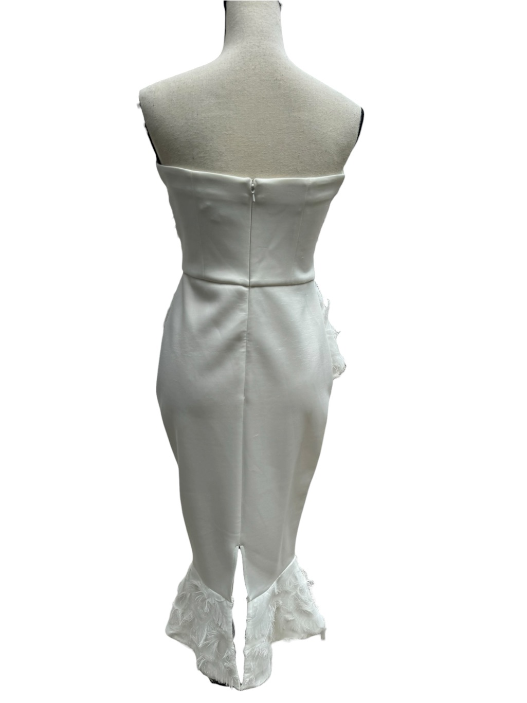 Asos White Strapless Midi Dress With Feather Trim — image 7 of 8